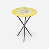 Piero Fornasetti, Sun occasional table, 1991, screenprint on lacquered wood, rubberized steel