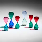 Fulvio Bianconi and Paolo Venini, Clessidre (Hourglasses), set of six, glass, sand