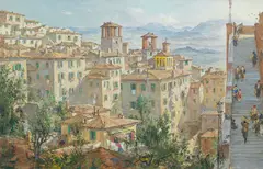 Charles Cundall R.A., To the market, Perugia