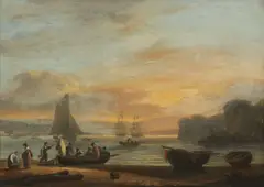 Thomas Luny, The Ferry at Teignmouth, Devon, oil on canvas