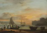 Thomas Luny, The Ferry at Teignmouth, Devon, oil on canvas