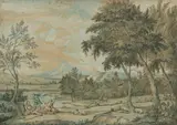 Giacomo Leonardis, An extensive landscape with shepherds