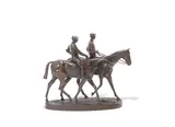 Emanuel Fremiet, bronze equestrian group entitled 'Cheveaux de Course et Jockeys,', bronze