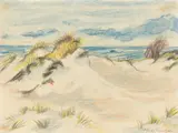 Max Pechstein, Dünen, 1944, Farbstifte auf Transparentpapier (aus einem Skizzenblock)