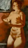 Hans Orlowski, Mädchen mit Kerze, 1932, Mischtechnik auf Leinwand, auf Holz aufgezogen