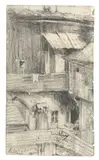 Hinterhof by Adolph von Menzel, Bleistift, teilweise gewischt, auf Papier (aus einem Skizzenbuch), sold May 2017