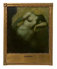 Sitzender Akt by Adolf Frey-Moock, Öl auf Papier auf Pappe, sold May 2017
