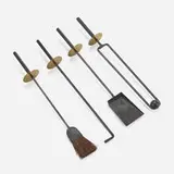 Mel Bogart, Fireplace tool set, c. 1950, brass, wrought iron