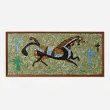 Evelyn Ackerman, Gallant Horse mosaic, c. 1958, mosaic glass tiles laid to Masonite in artist-made frame
