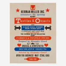 Herman Miller Textiles and Objects poster by Alexander Girard, 1961, screenprint in colors, sold Nov 2023