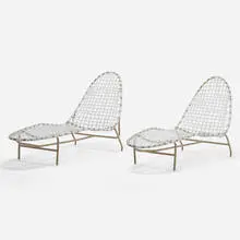 John Caldwell, Mai Tai chaise lounges, pair, 1956, vinyl, enameled aluminum