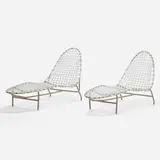 John Caldwell, Mai Tai chaise lounges, pair, 1956, vinyl, enameled aluminum