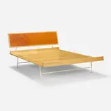 Bed frame by George Nelson & Associates, birch, cane, enameled steel, sold Nov 2023