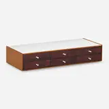 Jewelry cabinet, model 5215 by George Nelson & Associates, 1952, rosewood, teak, porcelain, sold Nov 2023
