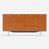 Thin Edge cabinet, model 5723 by George Nelson & Associates, 1952, teak, porcelain, aluminum, sold Nov 2023