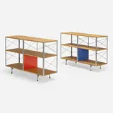 ESU 200-C, pair by Charles and Ray Eames, 1950, birch plywood, zinc-plated steel, lacquered Masonite, rubber, sold Nov 2023