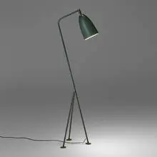 Grasshopper floor lamp by Greta Magnusson Grossman, 1947, enameled steel, enameled aluminum, brass, sold Nov 2023