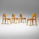 Jean Prouvé, Tout Bois chairs, set of four