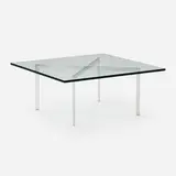 Barcelona coffee table by Ludwig Mies van der Rohe, stainless steel, glass, sold Nov 2023