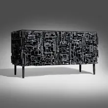 James Bearden, Cabinet, 2026, plasma-carved steel with metallic polywash finish