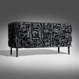 James Bearden, Cabinet, 2026, plasma-carved steel with metallic polywash finish
