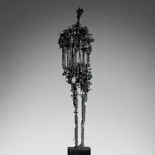 James Bearden, Cathedral figure, 2026, torch-cut steel with metallic wash