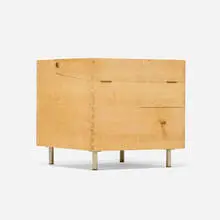 Hans J. Wegner, Cube bar, c. 1960, oak, matte chrome-plated steel