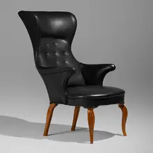 Frits Henningsen, Wingback chair, 1935, leather upholstery, maple