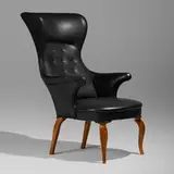 Frits Henningsen, Wingback chair, 1935, leather upholstery, maple