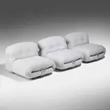 Afra & Tobia Scarpa, Soriana lounge chairs, set of three, Kvadrat Steelcut Trio upholstery, chrome-plated steel