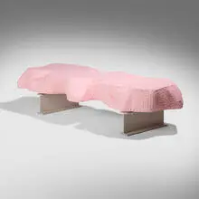 Snarkitecture, Broken Bench (Pink), 2021, lacquered polyurethane, plastic