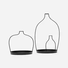 Oki Sato, 610mm vase; 1370mm vase (two works from the Thin Black Lines series), 2010, powder-coated steel