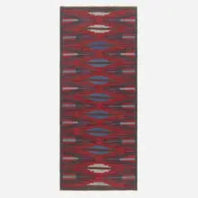 Sofia Widen, Flatweave carpet, c. 1950, hand-knotted wool