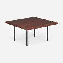 Ettore Sottsass, Coffee table, 1958, rosewood, lacquered steel, aluminum