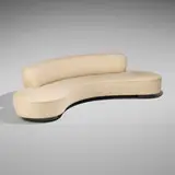 Vladimir Kagan, Serpentine sofa, upholstery, lacquered wood