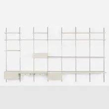 Osvaldo Borsani, Shelving system, model E22, 1951, painted wood, aluminum, plastic
