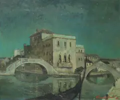 Terence John McCaw, Venice at night, oil on canvas