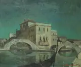 Terence John McCaw, Venice at night, oil on canvas