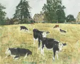 'Midsummer, Manor Farm' by Olwyn Bowey, pastel and gouache, offered Oct 2019