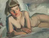 Bernard Fleetwood-Walker, Nude with fringe, oil on canvas