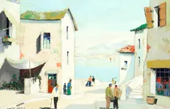 D'Oyly-John, Villefranche, South of France, oil on canvas
