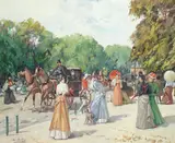 Juan Soler, A bustling Parisian street, oil on canvas