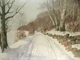 Harald Pryn, A snow covered road, oil on canvas