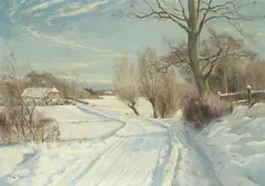 Harald Pryn, A snow laden landscape, oil on canvas