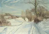 Harald Pryn, A snow laden landscape, oil on canvas