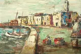 Oleksa Hryshchenko, French port, oil on board