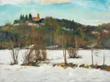 Umberto Montini, Neve ad Induno Olona, oil on canvas