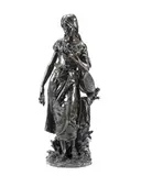 Hippolyte Moreau, patinated bronze figure of a young peasant woman