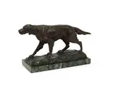 George Lucien Vaccossin, patinated bronze model of a pointer, patinated bronze