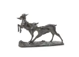 Maximilien Louis Fiot, bronze model of two playful deer, bronze